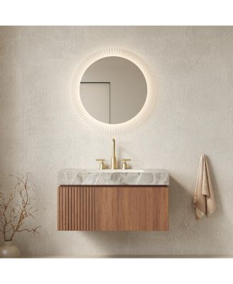 Bathroom Vanity with Sintered Stone Top, Wall Mounted Floating Cabinet, Soft Close Drawer for Modern Bathrooms