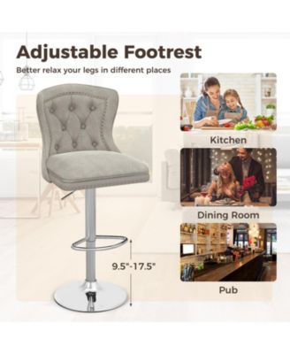 4 PCS Dutch Velvet Bar Stool w/ Footrest Electroplated Metal Base and Anti-Slip Ring
