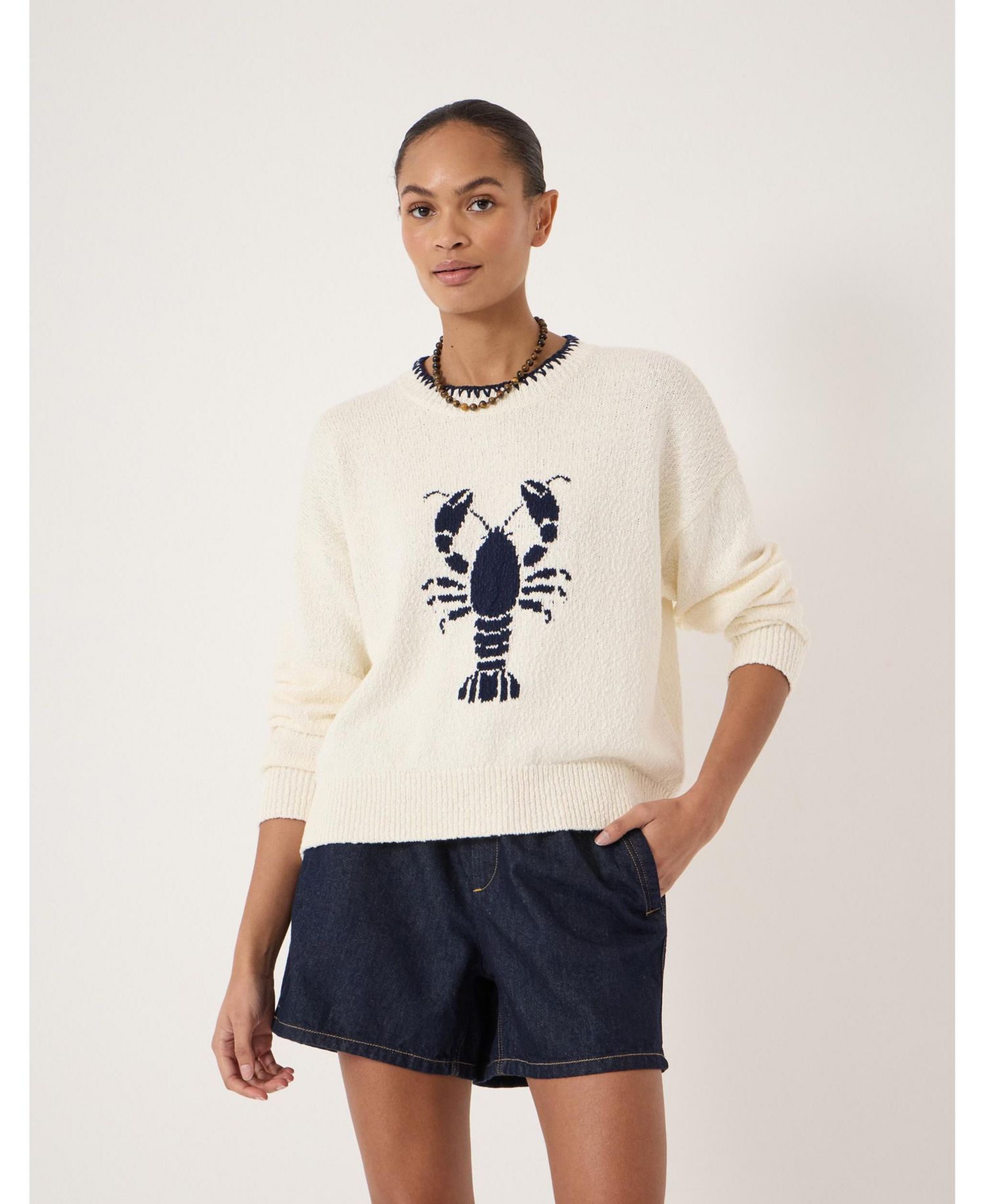 Women's Hallie Crew Neck Lobster Graphic Sweater