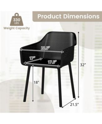 4 PCS Modern Plastic Dining Chairs Kitchen Armchairs w/ Breathable Mesh Backrest