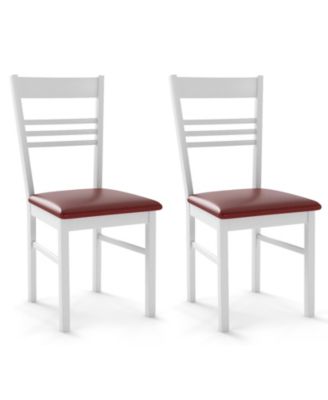 Wood Dining Chairs Set of 4 w/Rubber Wood Frame Padded Seat and Slatted Backrest