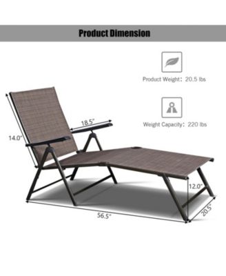5-Position Adjustable Patio Chaise Lounge with Stackable Folding Frame