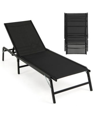 Foldable Patio Chaise Lounge Set of 2 with 5-Position Backrest