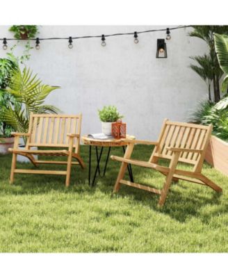 Teak Wood Outdoor Reclining Chair with Armrests