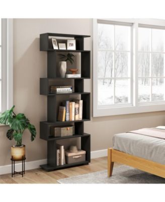 6-Tier Geometric Bookshelf with Anti-Tipping Kits