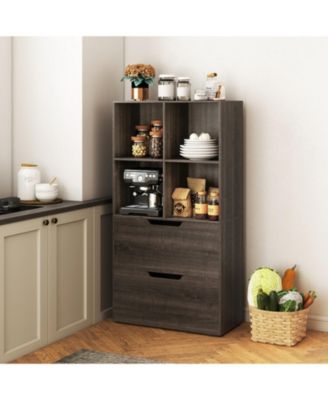 4-Cube Bookcase with 2 Drawers and 51-Inch Tall Frame