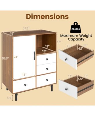 Mid-Century Modern Buffet Sideboard with 4 Drawers