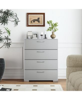 4-Drawer Storage Cabinet with Metal Legs and Anti-Toppling Devices