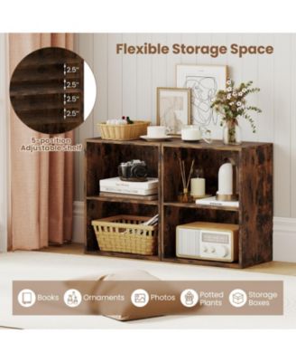 2-Cube Floor Standing Open Bookshelf with Adjustable Shelf