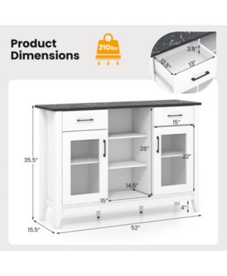 52-Inch Sideboard Buffet Cabinet with Drawers and Adjustable Shelves