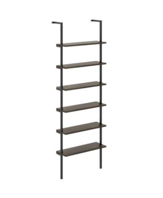 6-Tier Industrial Ladder Shelf Wall Mounted Bookshelf