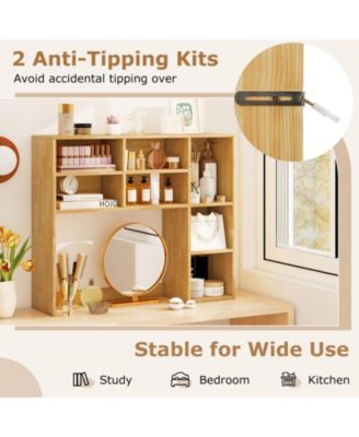 Desktop Bookshelf with 7 Cubbies and Adjustable Shelves