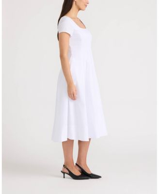 Women's Poplin Cap-Sleeve Paneled Dress