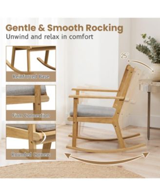  Rubber Wood Rocker Chair with Cushion