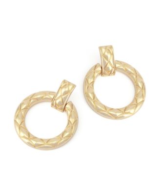 Gold Textured Doorknocker Earrings