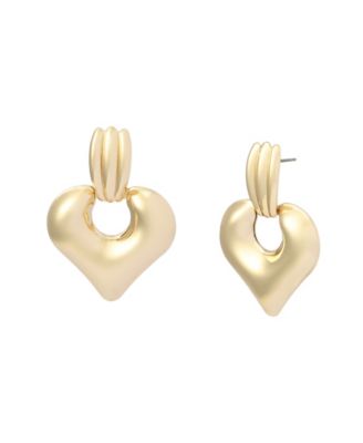 Gold Heart Doorknocker Earrings