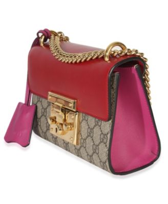 Red GG Supreme Canvas Small Padlock Shoulder Bag
