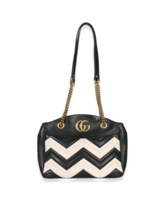 Black White Matelasse Medium GG Marmont Chain Tote