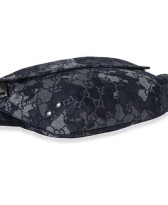 Navy GG Floral Canvas Belt Bag