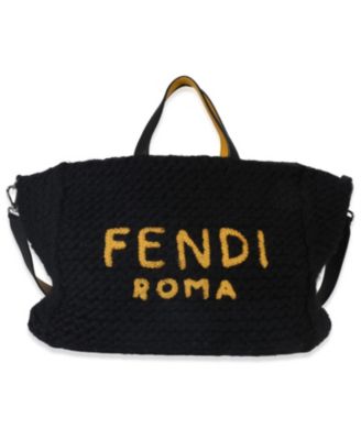 Yellow Black Wool Logo Tote