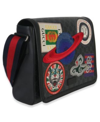 Black GG Supreme Canvas Night Courrier Flap Messenger Bag