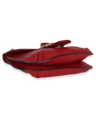 Red Cellarius Calfskin Feline GG Marmont Flap Shoulder Bag