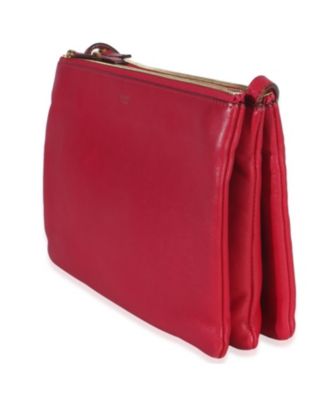 Fuschia Lambskin Large Trio Crossbody