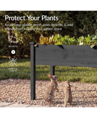 72x23x30in Elevated Wood Raised Garden Bed Planter Box with Divider Panel