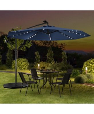 10 ft Solar LED Cantilever Patio Umbrella with 40 Lights Cross Base and Tilt