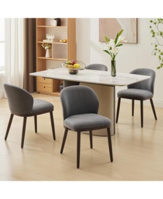 Set of 4 Upholstered Dining Chairs with Ergonomic Back Support and Solid Wood Legs
