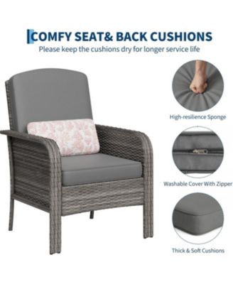 2-Piece All-Weather PE Wicker Patio Set with High Back Chairs and Cushions