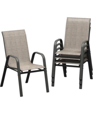 Set of 4 Textilene Stackable Outdoor Dining Chairs