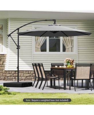 10 ft Offset Hanging Patio Umbrella with Infinite Tilt 360-Degree Rotation and Base