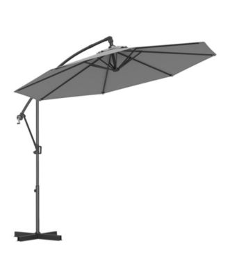 10 ft Offset Hanging Patio Umbrella with Infinite Tilt 360-Degree Rotation and Base