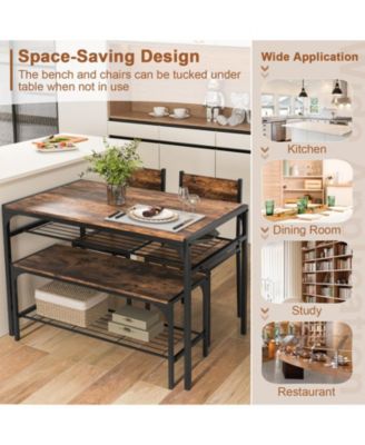 Industrial Style Rectangular Kitchen Table with Bench and Chairs.