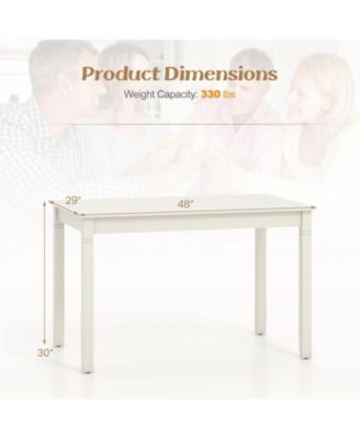 48-Inch Wooden Dining Table for 4 People Rectangular Kitchen Table with Rubber Wood Legs