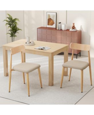 Modern Upholstered Dining Chairs Set of 2 Linen Fabric Mid-Century Modern Accent Armless Chair w/ Wood-Like Metal Legs