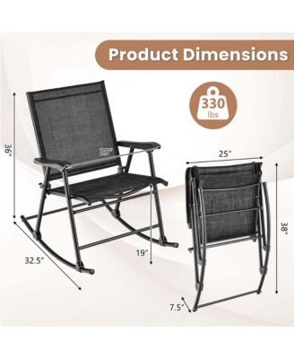 4pcs Patio Folding Rocking Chair Heavy-Duty Metal Frame Rockers Outdoor