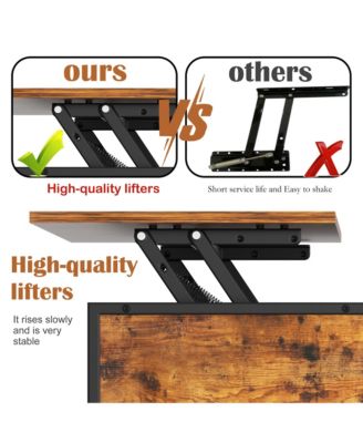 Square Lift-Top Coffee Table, Farmhouse Center Table with Hidden Compartment and Storage Shelves for Living Room