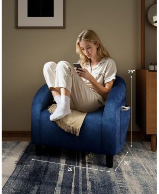 Velvet Accent Chair Club Chair Cozy Armrest Upholstered Barrel Chair with Solid Legs for Living Room Bedroom Study Waiting Room