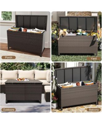 185 Gallon All-Weather Wicker Deck Box for Outdoor Storage