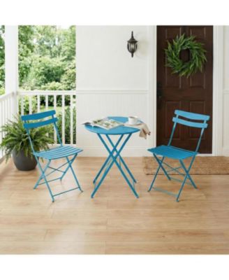 3-Piece Foldable Metal Bistro Set with Round Table, Compact for Small Spaces