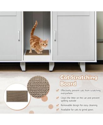 Cat Litter Box Enclosure Hidden Cat Washroom w/ 2 Doors