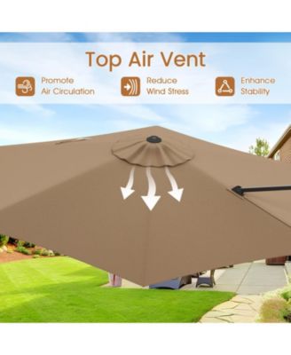 9 ft Cantilever Patio Umbrella with Double-Tier Vented Top and Sun-Protective Canopy