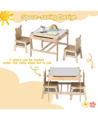 Kids Table and Chairs Set with Reversible Whiteboard Top