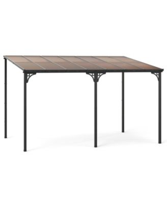 10 x 13 ft Wall-Mounted Hardtop Patio Pergola with Polycarbonate Roof and Metal Frame