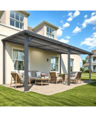 16'X10' Hardtop Gazebo Outdoor Pergola Lean to Metal Pergolas