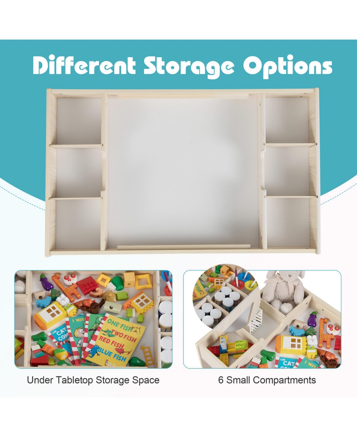 Sugift Multifunctional Kids Table and Chairs Set with Chalkboard