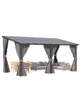 16'x12' Wall Gazebo with Curtains and Mosquito Netting