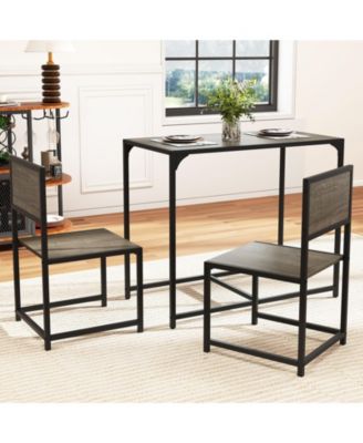 Three Piece Dining Set with Compact Table and Two Chairs